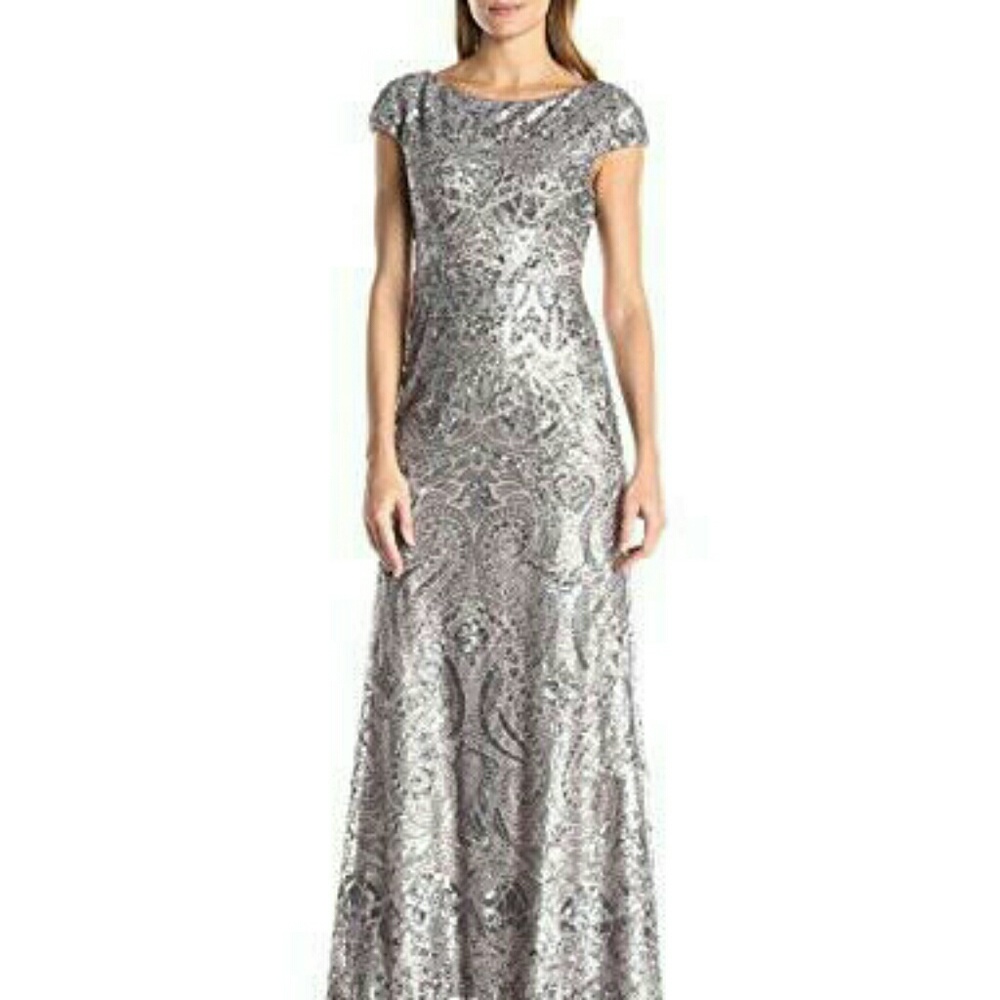 Vera Wang women's beaded cap sleeve long dress